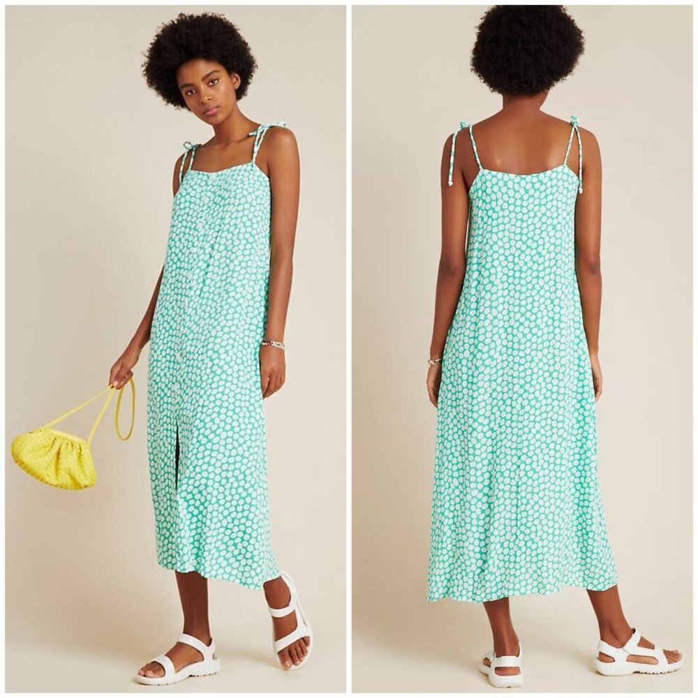 Faithfull the Brand Size 8 Anthropologie‎ Exclusive Green Cora Floral Midi Dress